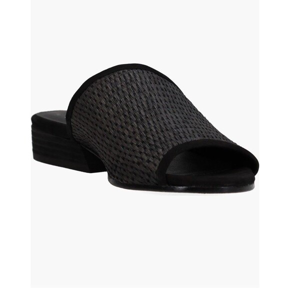 Eileen Fisher Noki Raffia Slide Low Heel Sandal Women Black 7.5 M - Picture 1 of 7